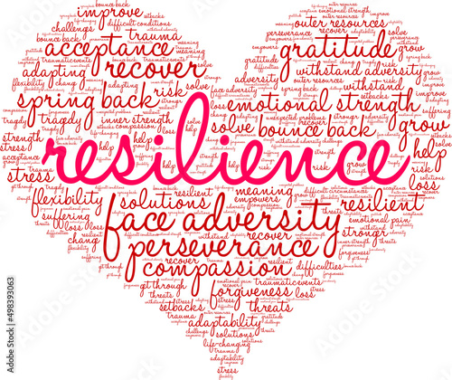 Resilience Word Cloud on a white background. 