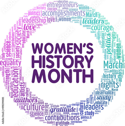 Women's History Month conceptual vector illustration word cloud isolated on white background.