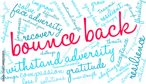 Bounce Back Word Cloud on a white background. 