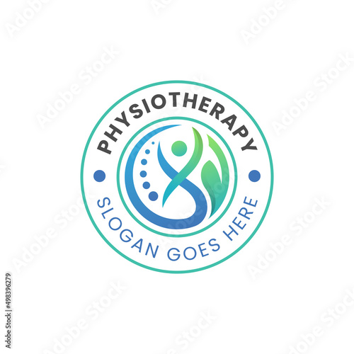 physiotherapy with people leaf logo design for medical, health and physiotherapy, Chiropractic and wellness logo