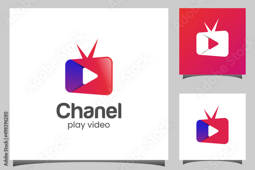 Video Play media logo symbol icon design, for chanel video, tv apps logo