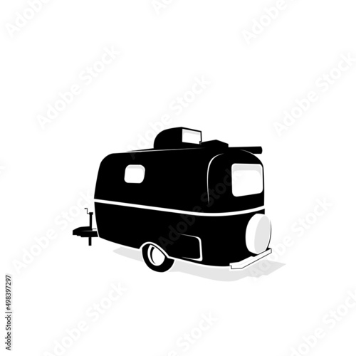 silhouette logo design icon trailer