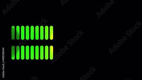 Close up, audio spectrum line waveform animation on alpha channel. Digital audio led, VU meter. Loopable, 4k background video.