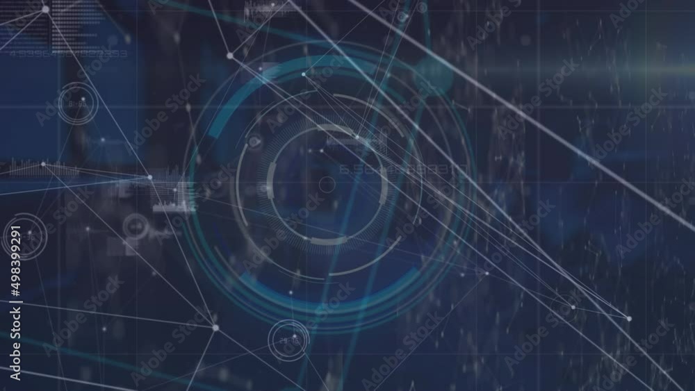 Animation of network of connections with people icons over scope scanning Animation of network of connections with people icons over scope scanning