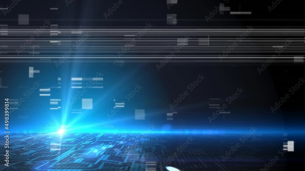 Animation of glitch over digital space with blue light Animation of glitch over digital space with blue light