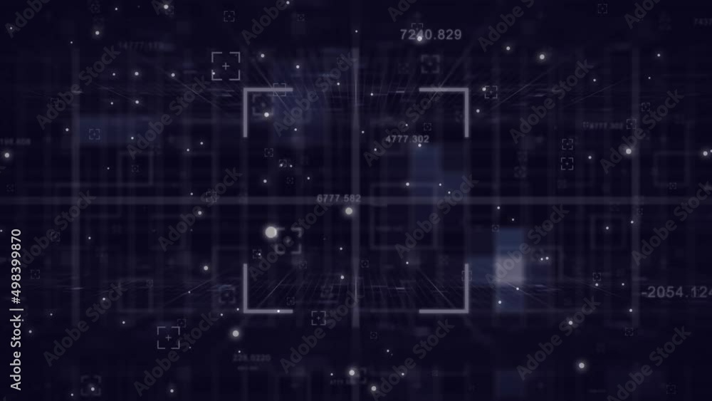 Animation of numbers, lines and dots on black background Animation of numbers, lines and dots on black background