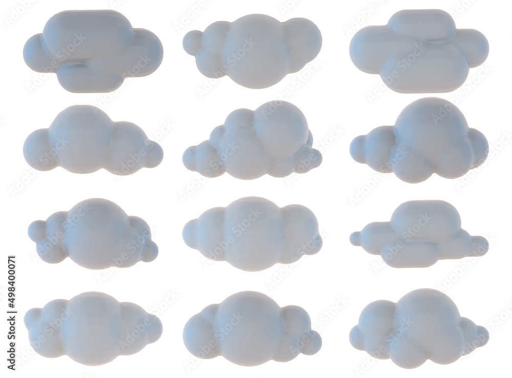 Set of 3D rendered clouds Set of 3D rendered clouds