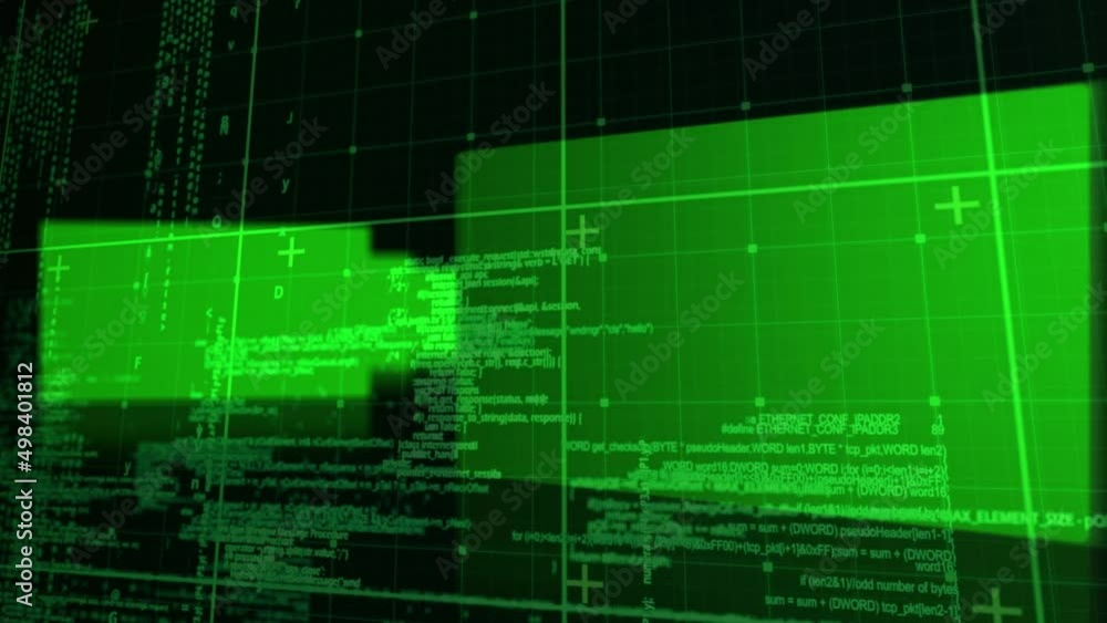 Animation of data processing over grid and squares Animation of data processing over grid and squares
