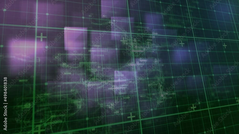 Animation of data processing over grid and squares Animation of data processing over grid and squares
