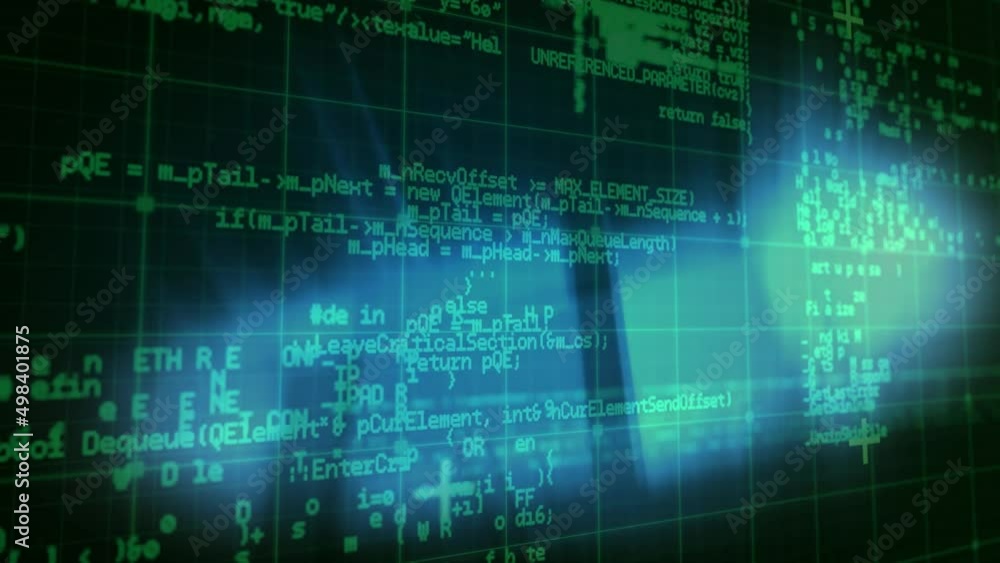 Animation of data processing over grid and squares Animation of data processing over grid and squares