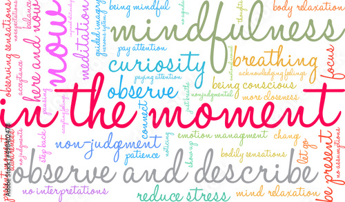 In the Moment Word Cloud on a white background. 
