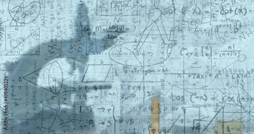 Wallpaper Mural Animation of mathematical equations over microscope in classroom Torontodigital.ca