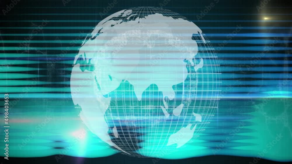 Animation of globe and lines on black background Animation of globe and lines on black background