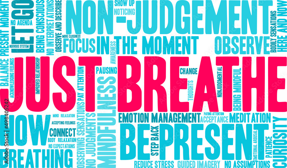 Just Breathe Word Cloud on a white background. Just Breathe Word Cloud on a white background.