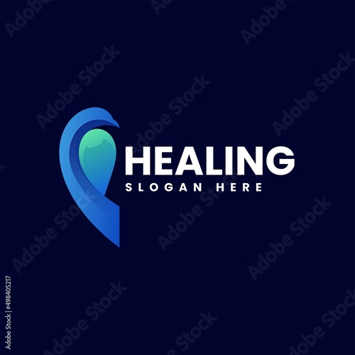 Vector Logo Illustration Healing Bird Gradient Colorful Style.