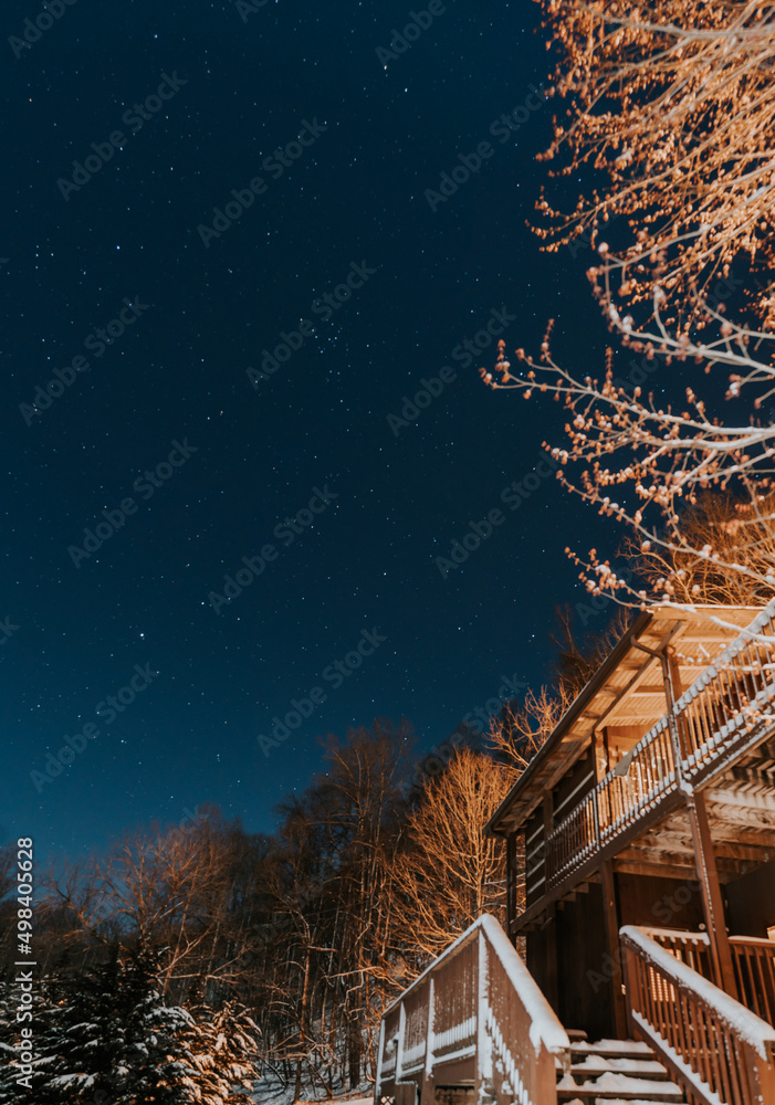 Barn in front of starry night sky Barn in front of starry night sky