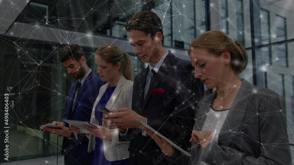 Animation of network of connections over diverse people using electronic devices Animation of network of connections over diverse people using electronic devices
