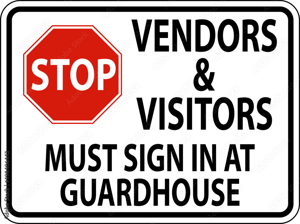 Fototapeta premium Vendors and Visitors Sign On White Background