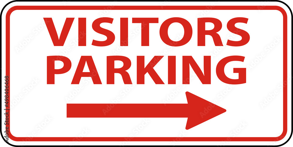 Visitors Parking Right Arrow Sign On White Background Visitors Parking Right Arrow Sign On White Background