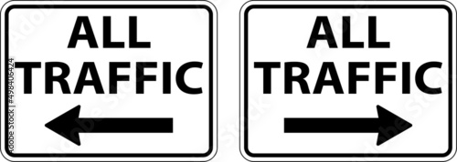 All Traffic Left Arrow Right Arrow Sign On White Background