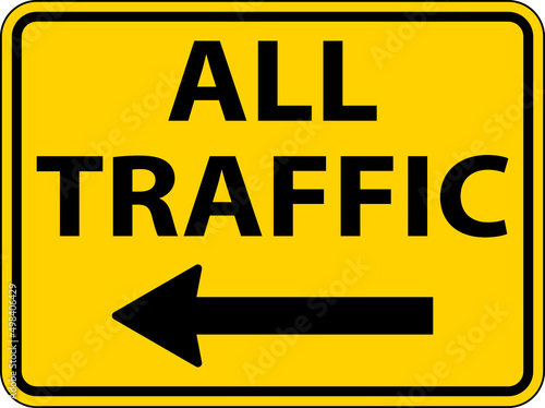 All Traffic Left Arrow Sign On White Background