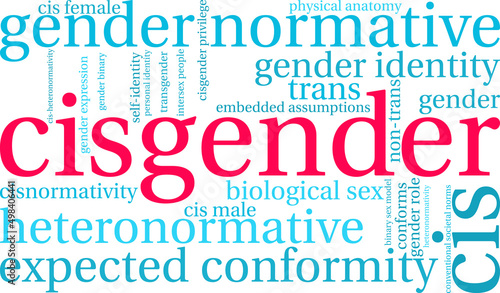 Cisgender Word Cloud on a white background. 