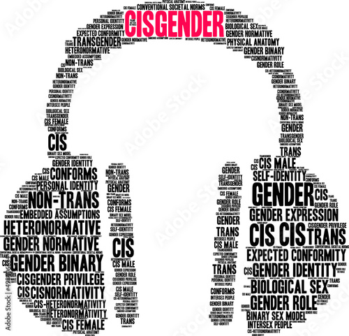 Cisgender Word Cloud on a white background. 