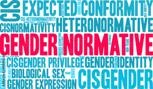 Gender Normative Word Cloud on a white background. 