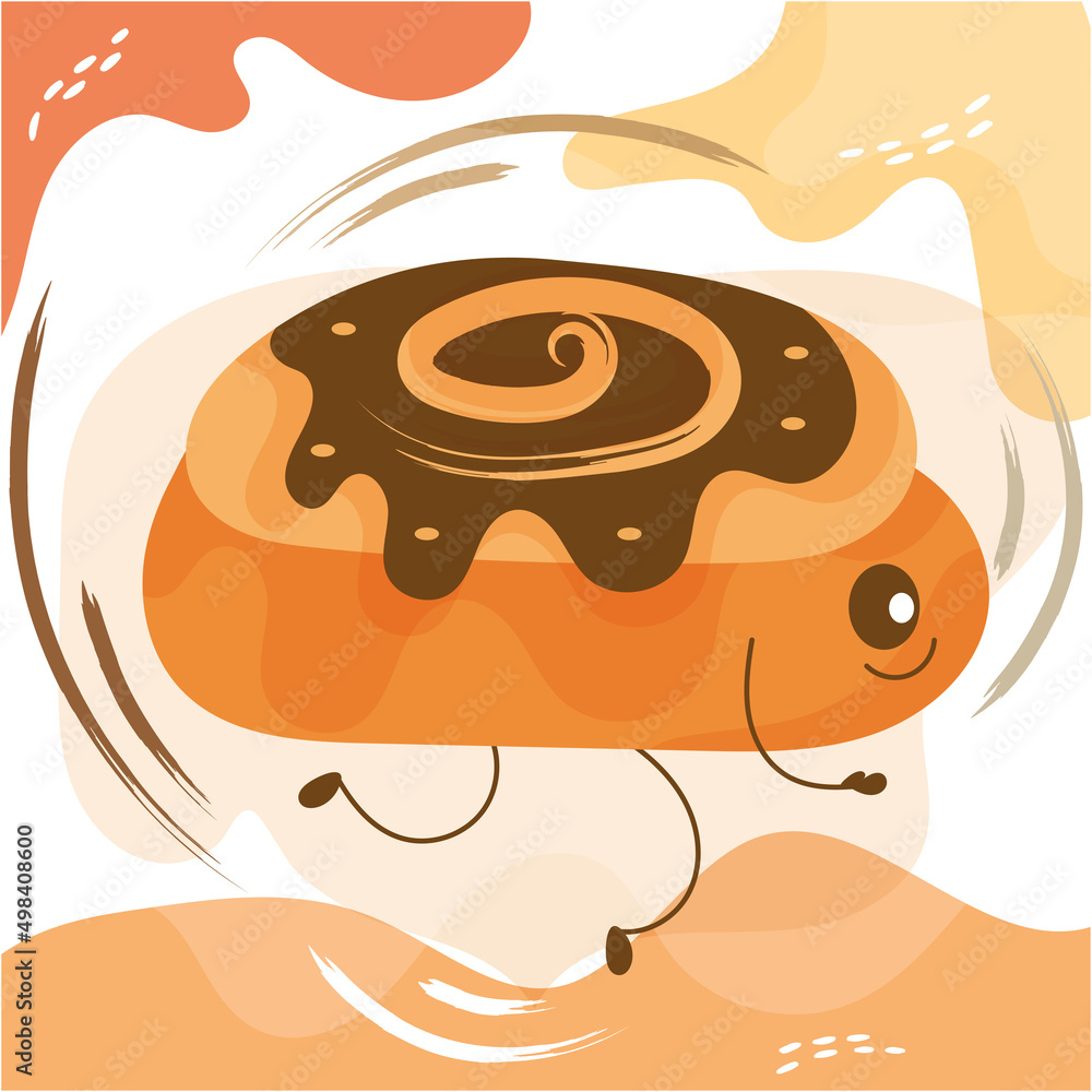 Isolated happy chocolate muffin cartoon cute bakery character Vector Isolated happy chocolate muffin cartoon cute bakery character Vector