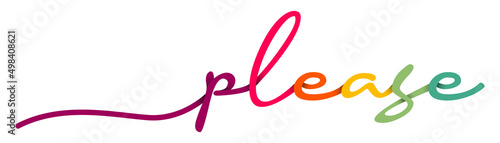 Please Handwriting Colorful Lettering Calligraphy Banner. Greeting Card Vector Illustration.