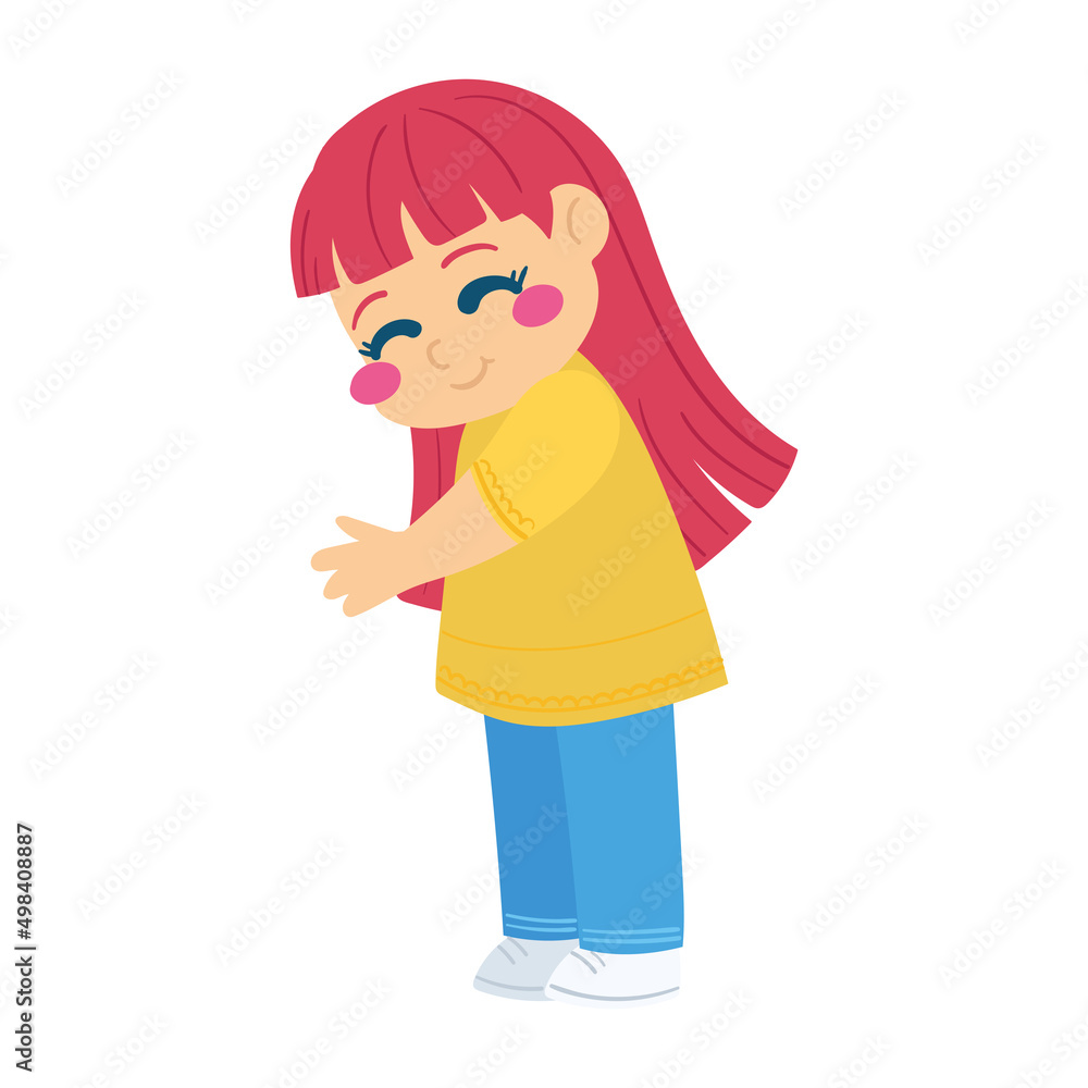 Isolated cute girl cartoon character Vector Isolated cute girl cartoon character Vector
