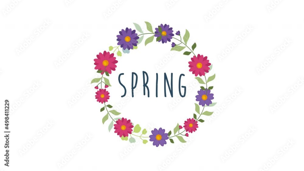 spring text animate on Round floral frame. 4K motion animation. spring text animate on Round floral frame. 4K motion animation.