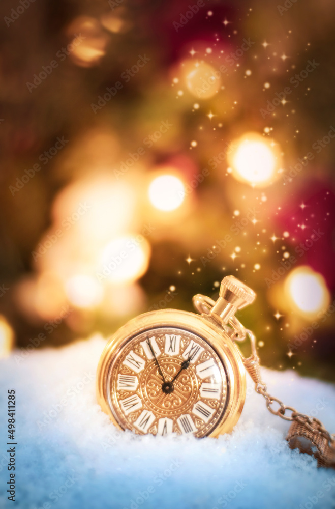 Vintage clock and Christmas decorations