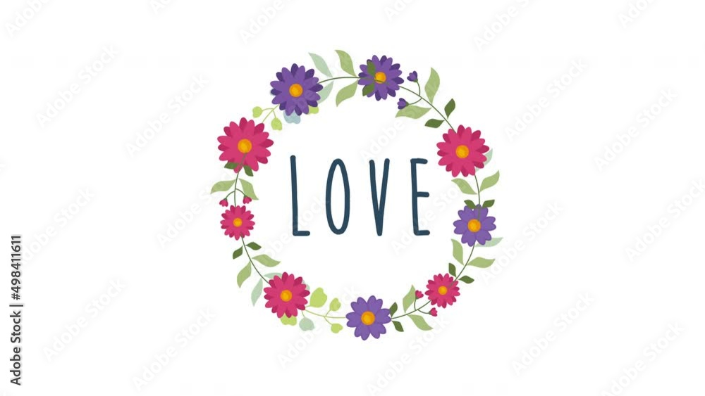 love text animate on Round floral frame. 4K motion animation. love text animate on Round floral frame. 4K motion animation.