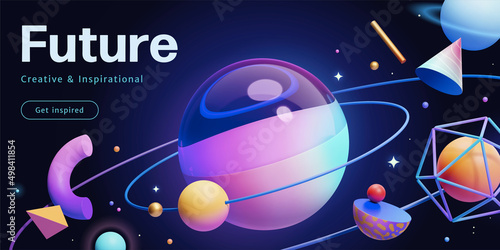 3d futuristic neon space template