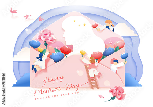 Elegant paper cut Mother's Day card