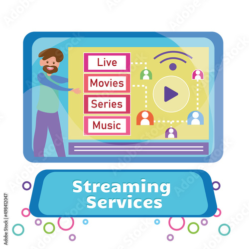 Streaming services concept Screen with different menu options Vector