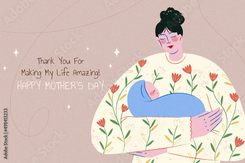 Warm Mother's Day doodle drawing