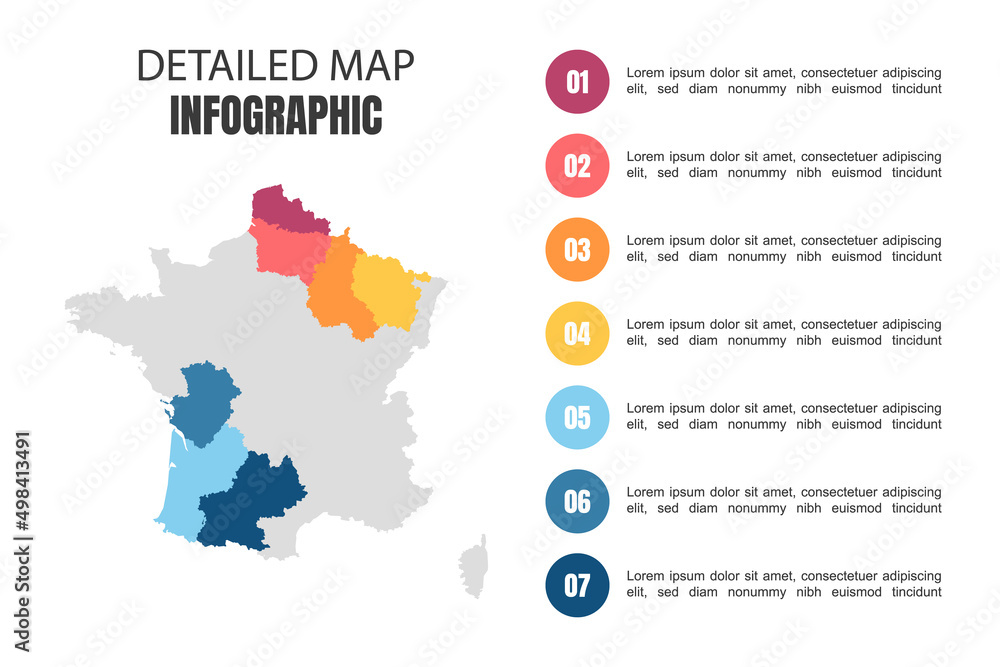 Modern Detailed Map Infographic of France