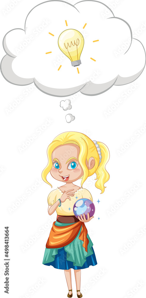 A girl standing and thinking on white background A girl standing and thinking on white background