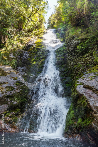 Waterfalls flowing at Wentworth Valley in Coromandel Peninsula  New Zealand