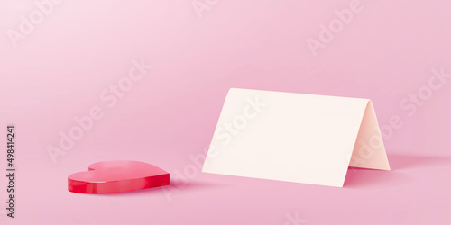 3D blank paper stand and red heart