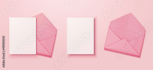 Pink envelopes and white letter