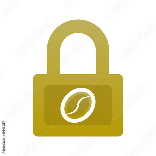 coffee lock logo design template icon