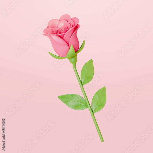 3D Pink rose