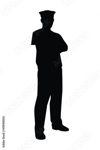 Navy sailor soldier silhouette vector illustration on white background, people in black and white for your design.