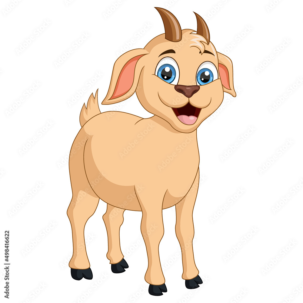 Fototapeta premium Cute little goat cartoon posing