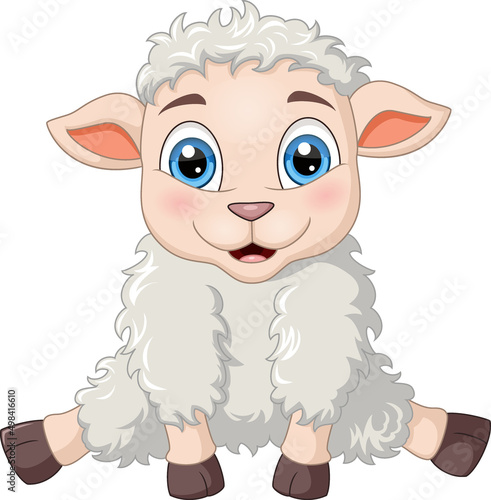 Cute baby sheep cartoon sitting