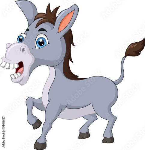 Cute donkey cartoon on white background