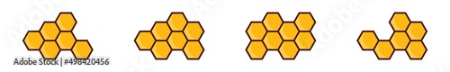 Honeycomb icon set. Yellow honeycomb symbol. Honeycomb geometric Hexagons. Vector illustration